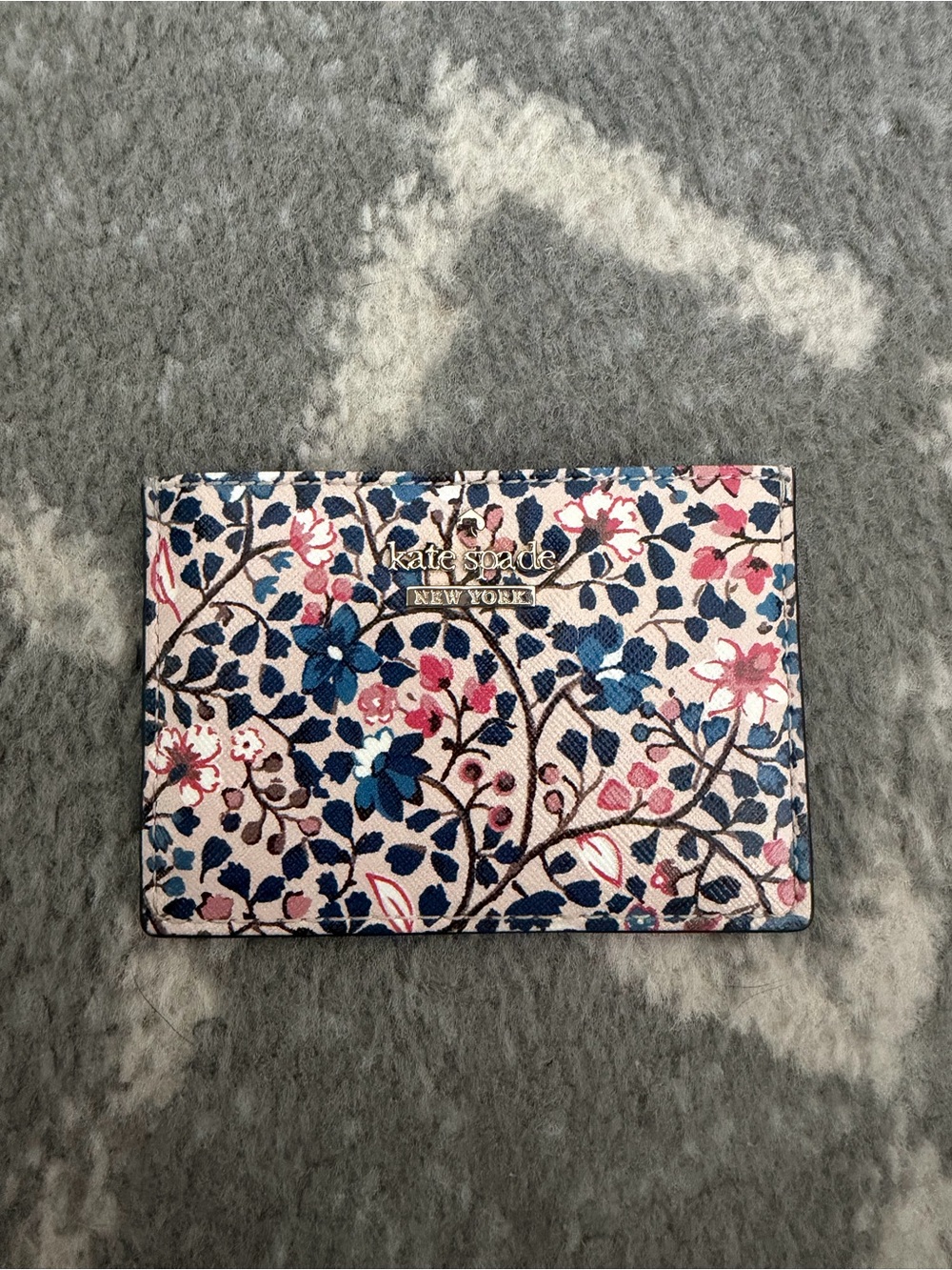 Kate Spade Floral Cardholder Wallet in Multicolor Blue & Pink